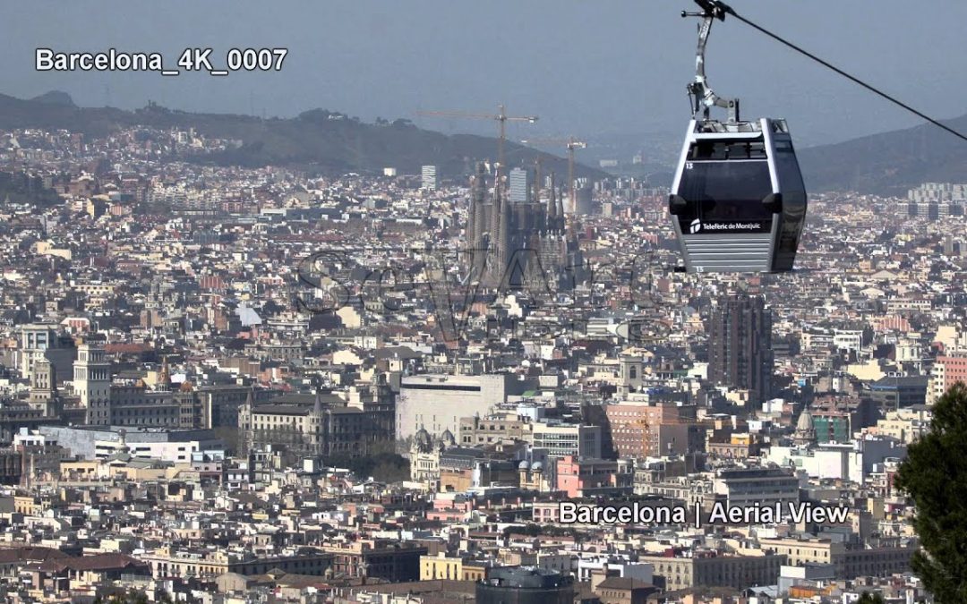 UHD Ultra HD 4K Video Stock Footage Barcelona Spain Aerial View Skyline Sights & Landmarks Day Night