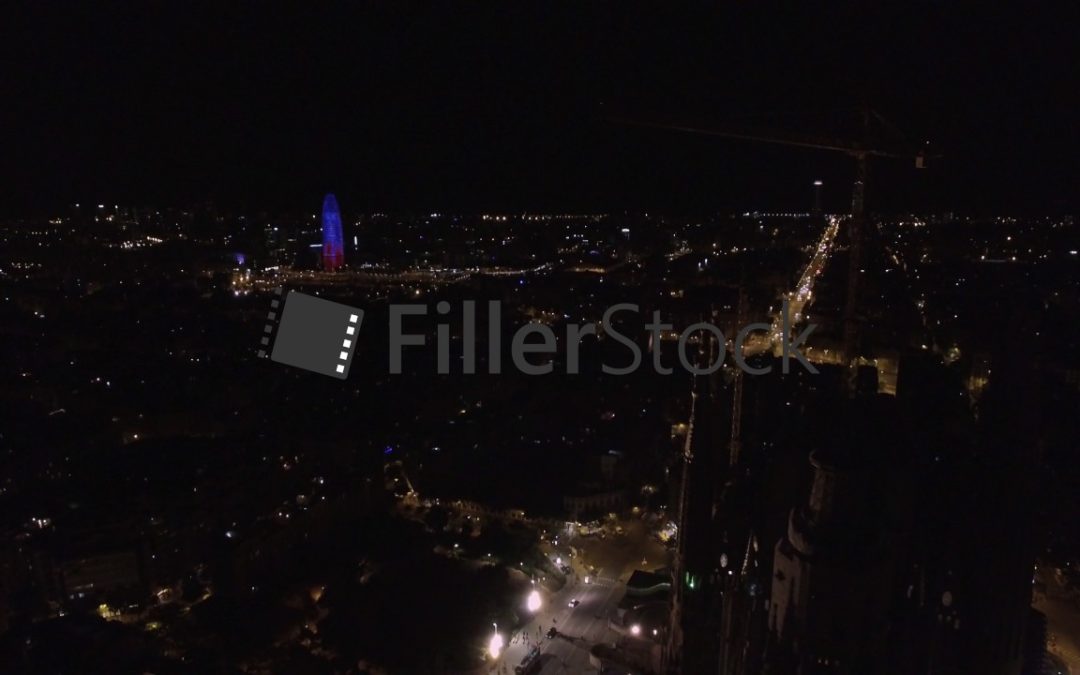 Barcelona aerial view at night