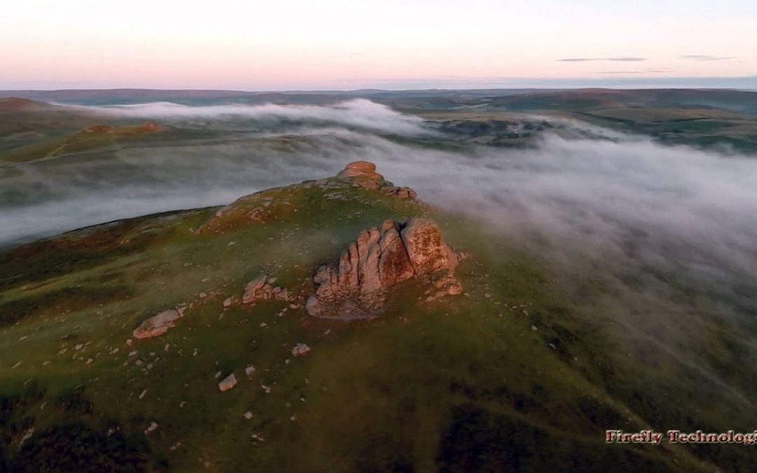 Hyperlapse Aerial Photography over Haytor in mist